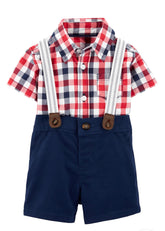 Plaid Onesie, with suspenders
